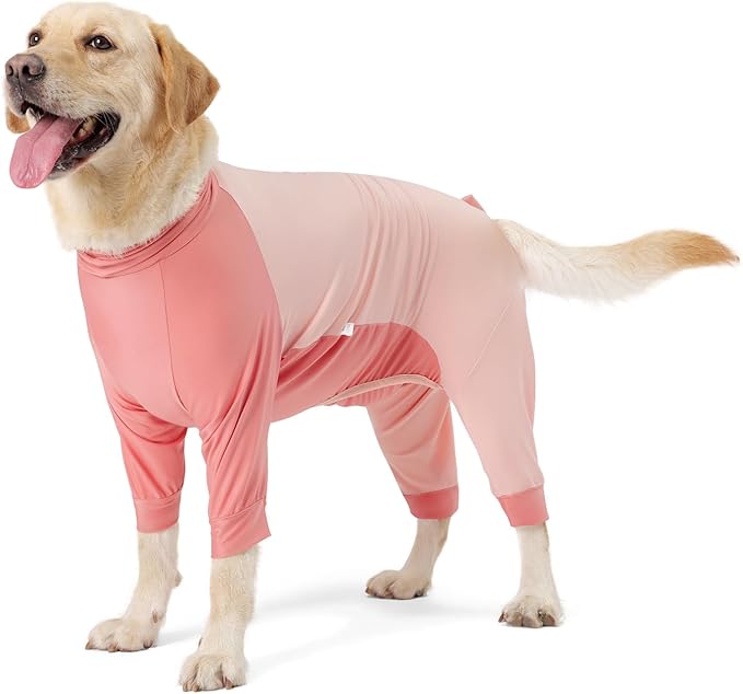 Dog Recovery Suit for Surgery Dog Onesie for Female and Male E-Collar Alternative Anti Shedding Pajamas Long Sleeve Claming Bodysuit Pink XXXL